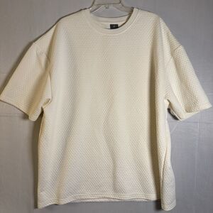 Saints Textured Waffle Knit T-Shirt White Oversized Short Sleeve Casual Tee 3X